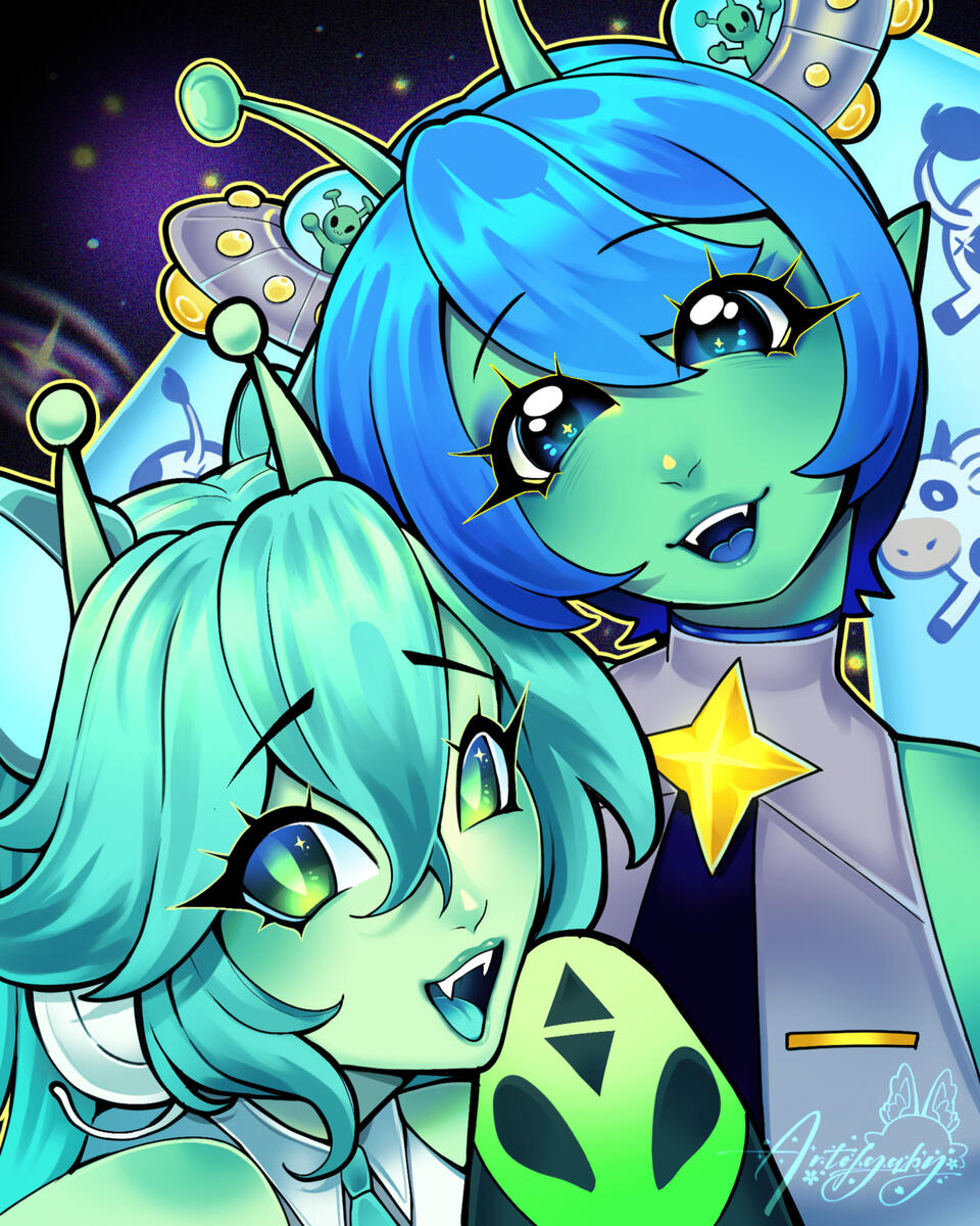 Space Miku + Glorp Miku Fanart